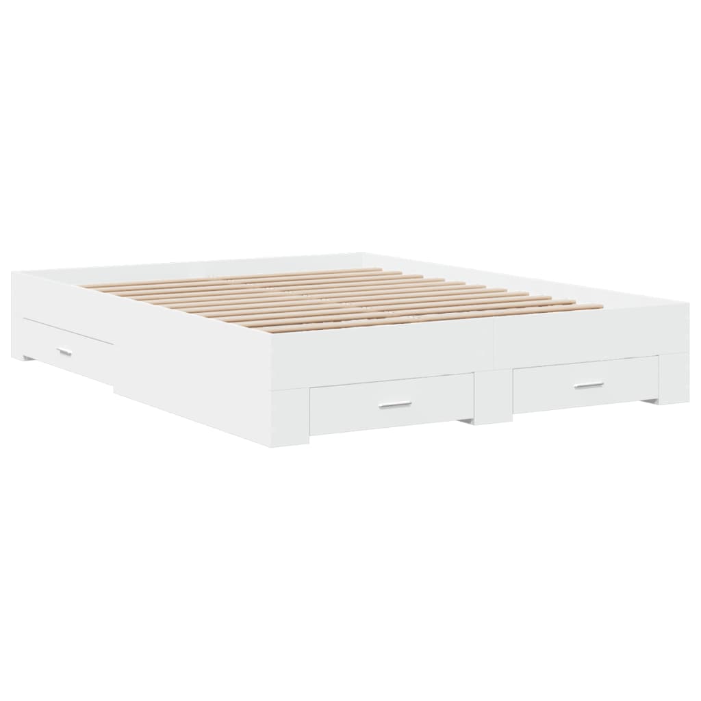 vidaXL Bed Frame with Drawers without Mattress White 140x200 cm