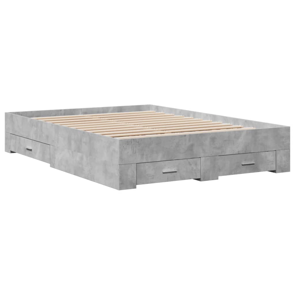 vidaXL Bed Frame with Drawers without Mattress Concrete Grey 120x200 cm