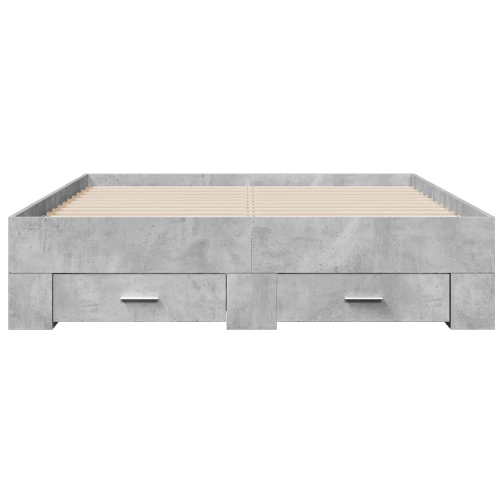 vidaXL Bed Frame with Drawers without Mattress Concrete Grey 120x200 cm