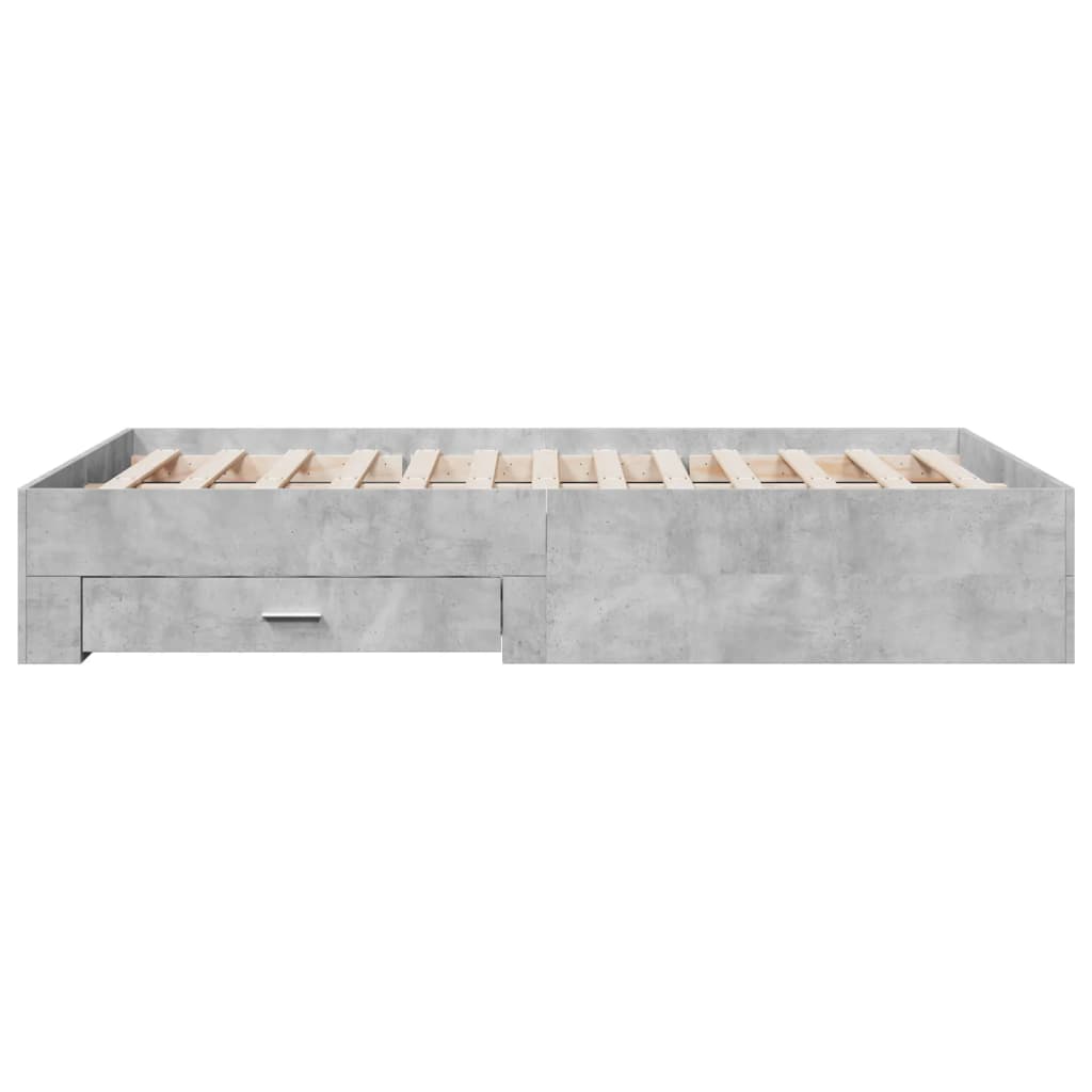 vidaXL Bed Frame with Drawers without Mattress Concrete Grey 120x200 cm