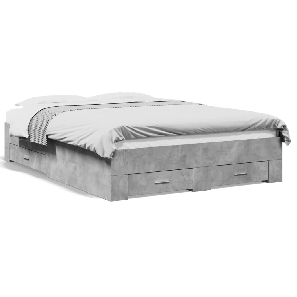 vidaXL Bed Frame with Drawers without Mattress Concrete Grey 120x200 cm