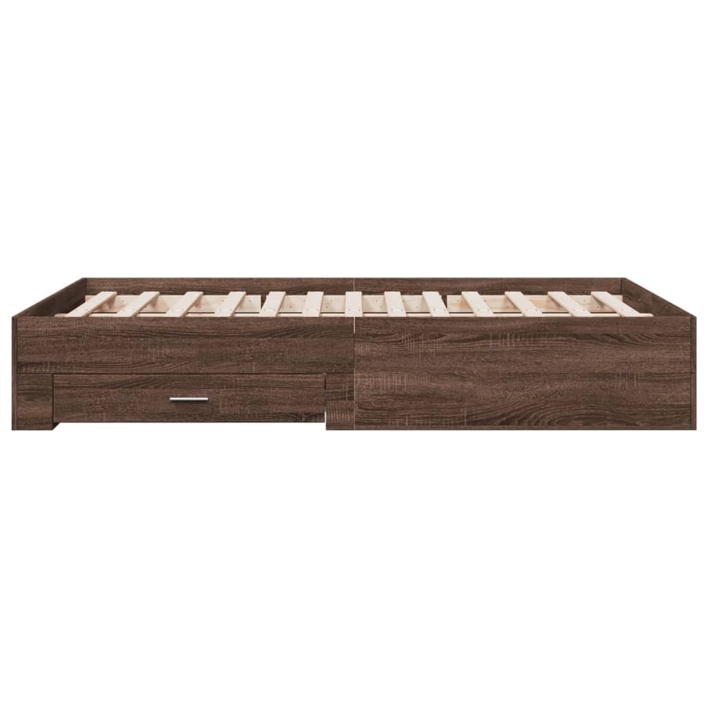 vidaXL Bed Frame with Drawers without Mattress Brown Oak 120x200 cm