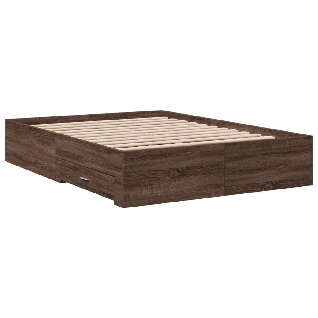 vidaXL Bed Frame with Drawers without Mattress Brown Oak 120x200 cm