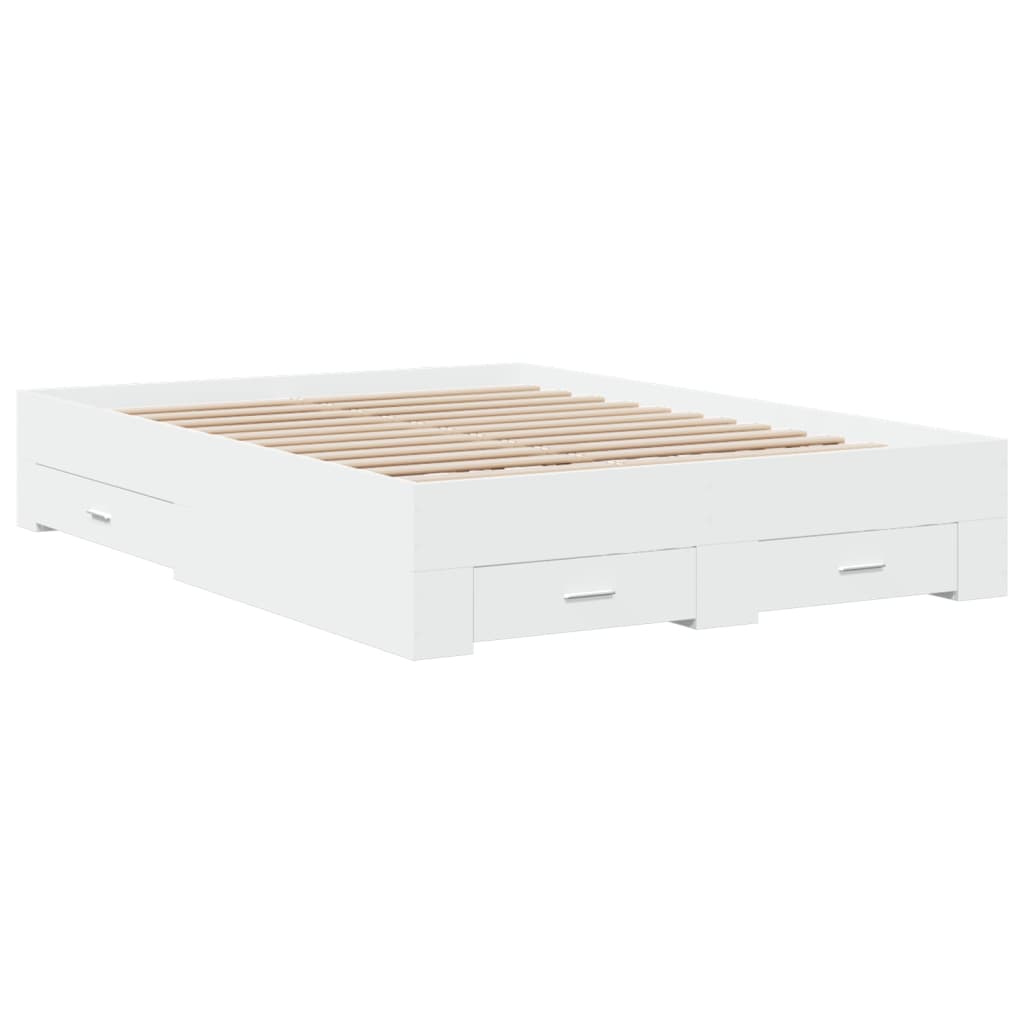 vidaXL Bed Frame with Drawers without Mattress White 140x190 cm