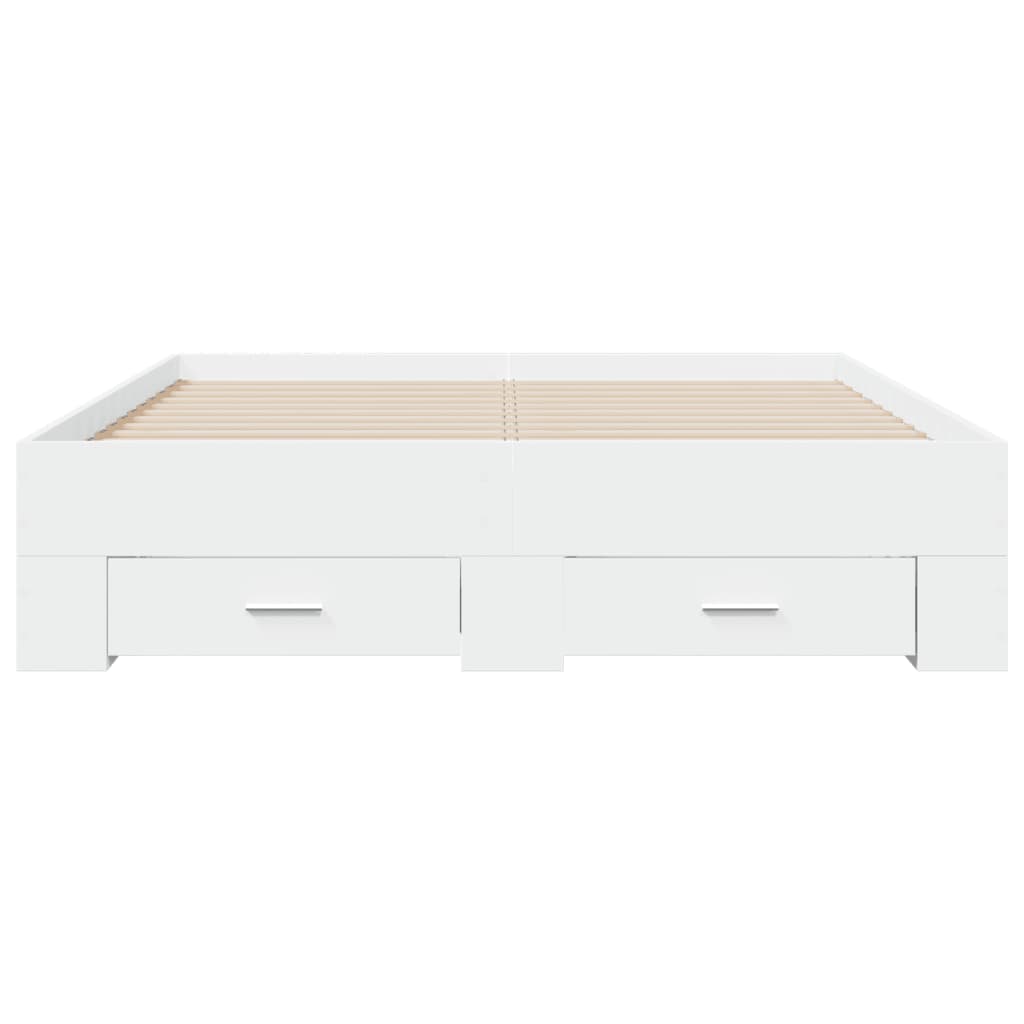 vidaXL Bed Frame with Drawers without Mattress White 140x190 cm