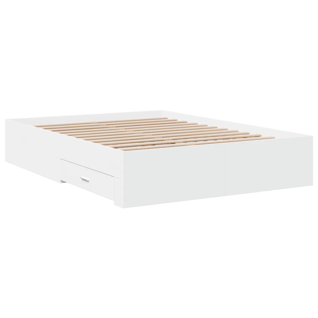 vidaXL Bed Frame with Drawers without Mattress White 140x190 cm