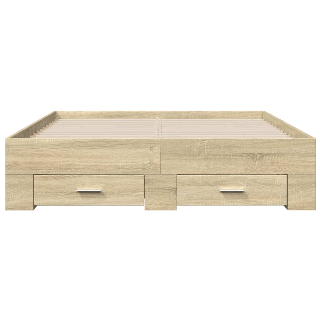 vidaXL Bed Frame with Drawers without Mattress Sonoma Oak 140x190 cm