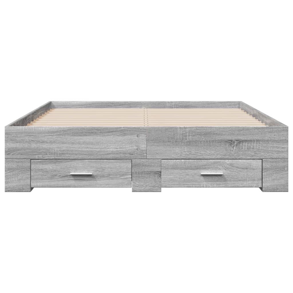 vidaXL Bed Frame with Drawers without Mattress Grey Sonoma 140x190 cm