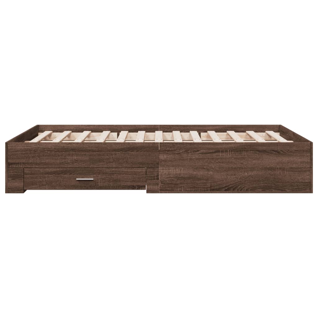 vidaXL Bed Frame with Drawers without Mattress Brown Oak 140x190 cm