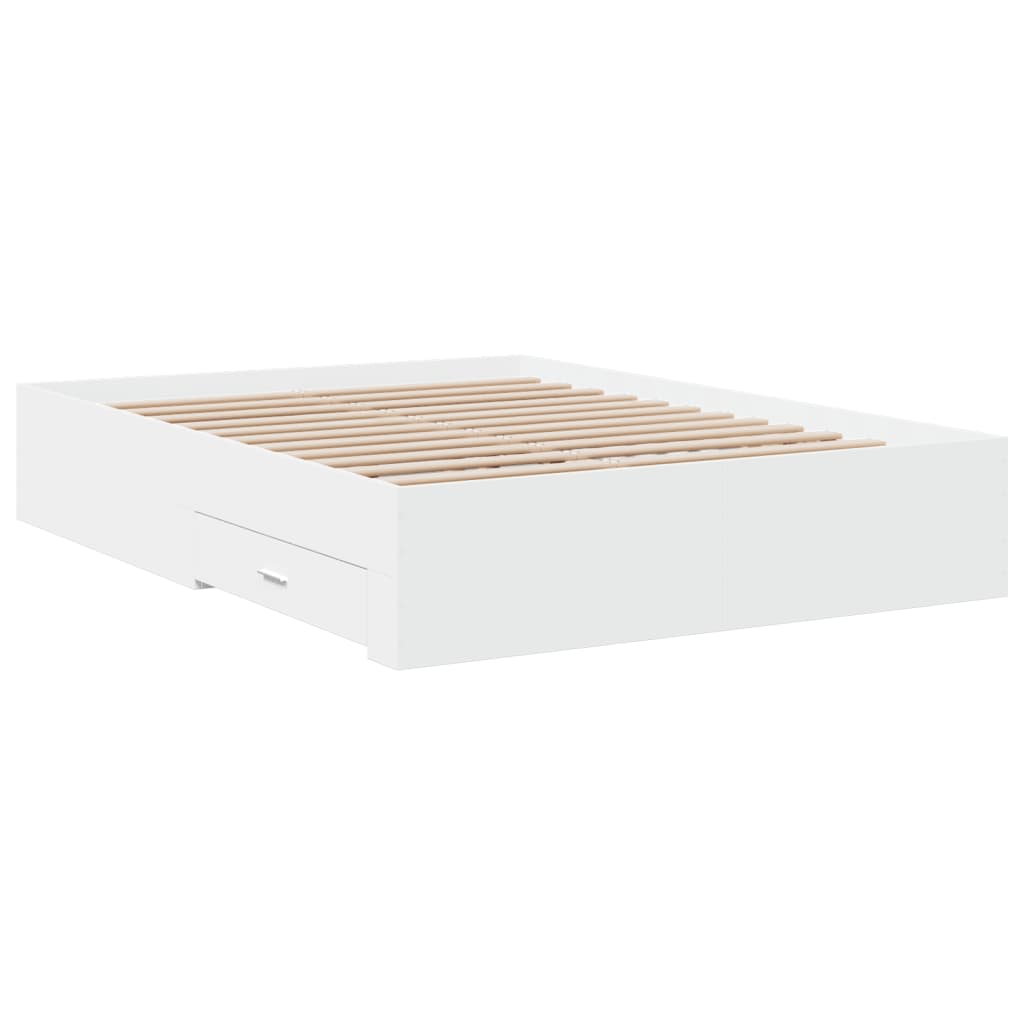 vidaXL Bed Frame with Drawers without Mattress White 135x190 cm Double