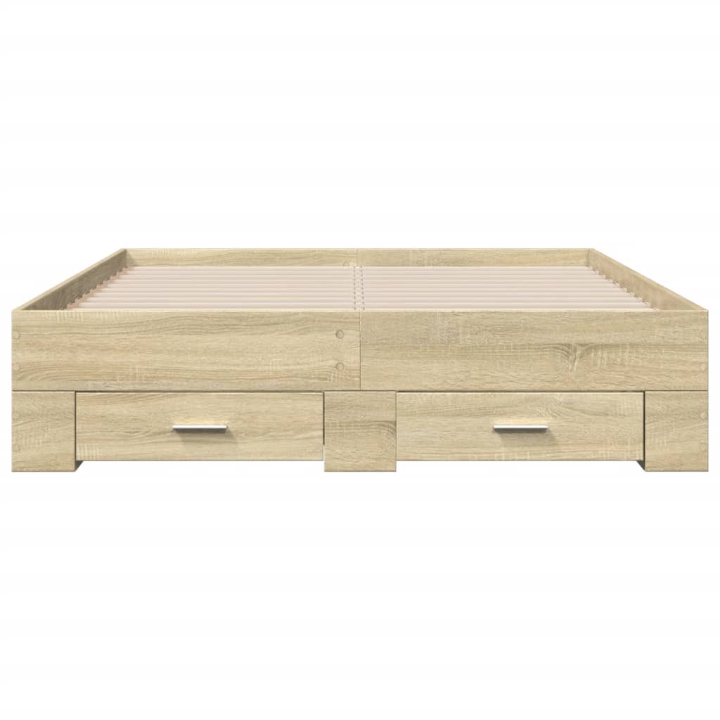 vidaXL Bed Frame with Drawers without Mattress Sonoma Oak 135x190 cm Double