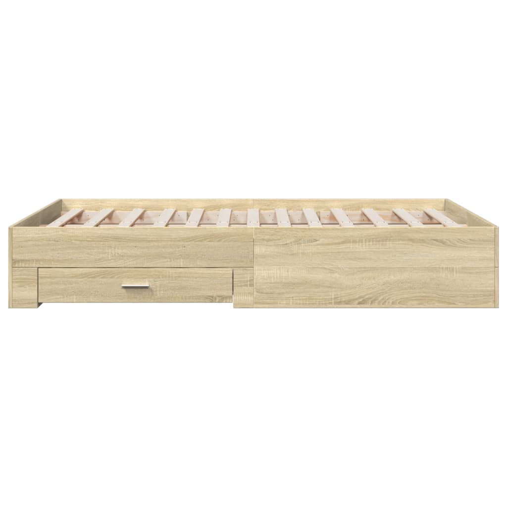 vidaXL Bed Frame with Drawers without Mattress Sonoma Oak 135x190 cm Double