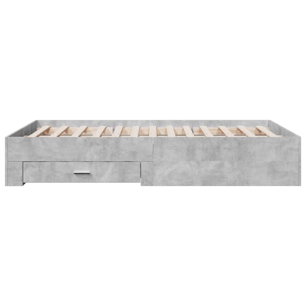 vidaXL Bed Frame with Drawers without Mattress Concrete Grey 135x190 cm Double