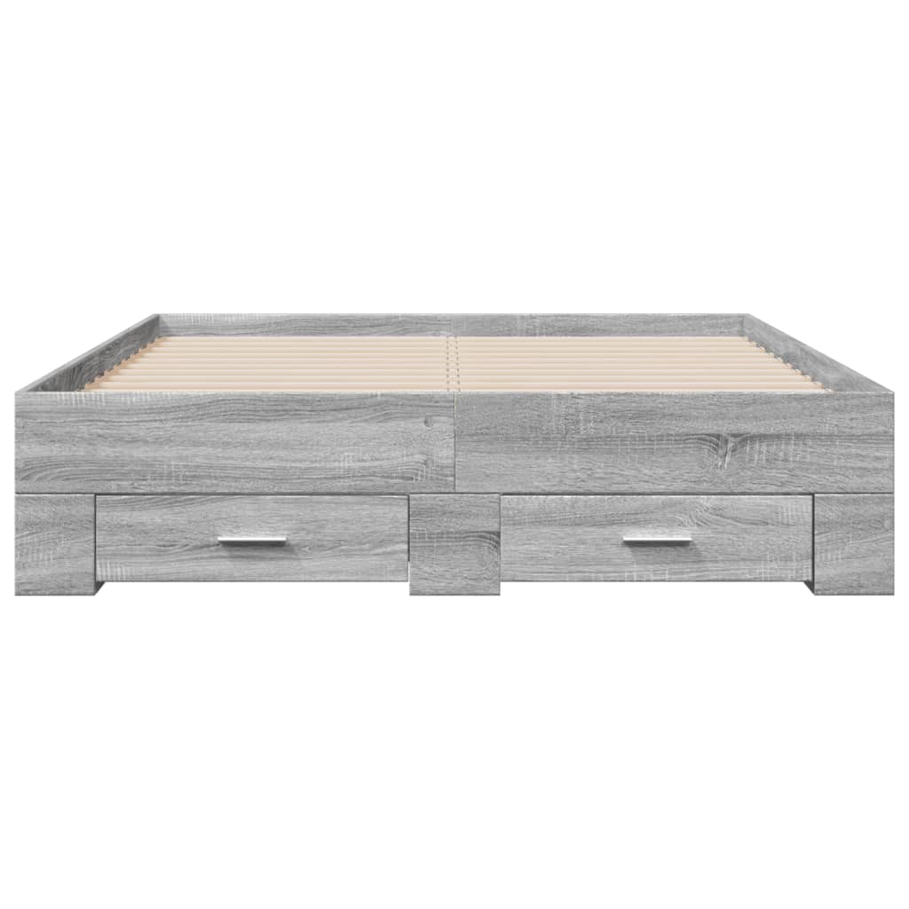 vidaXL Bed Frame with Drawers without Mattress Grey Sonoma 135x190 cm Double