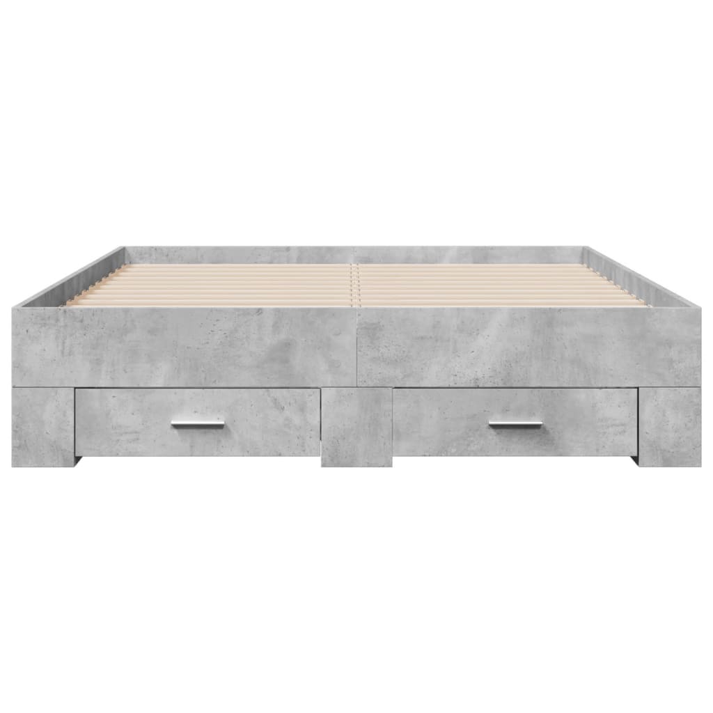 vidaXL Bed Frame with Drawers without Mattress Concrete Grey 120x190 cm Small Double