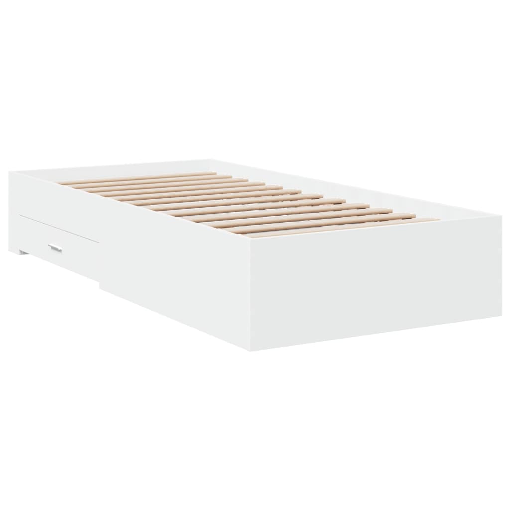 vidaXL Bed Frame with Drawers without Mattress White 100x200 cm