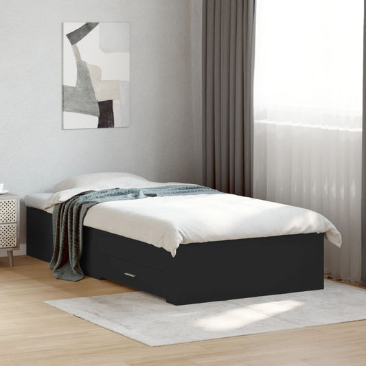 vidaXL Bed Frame with Drawers without Mattress Black 100x200 cm