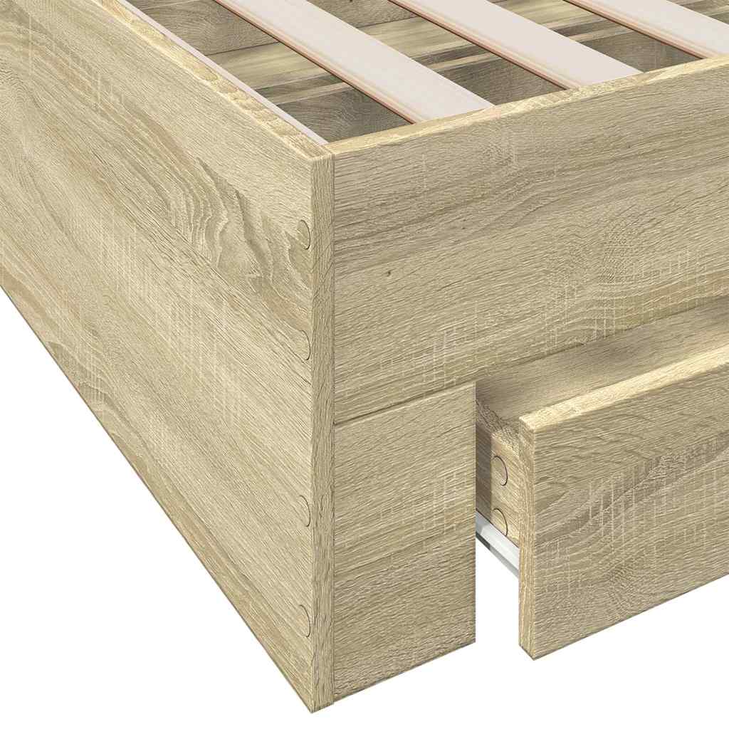 Bed Frame with Drawers without Mattress Sonoma Oak 100x200 cm