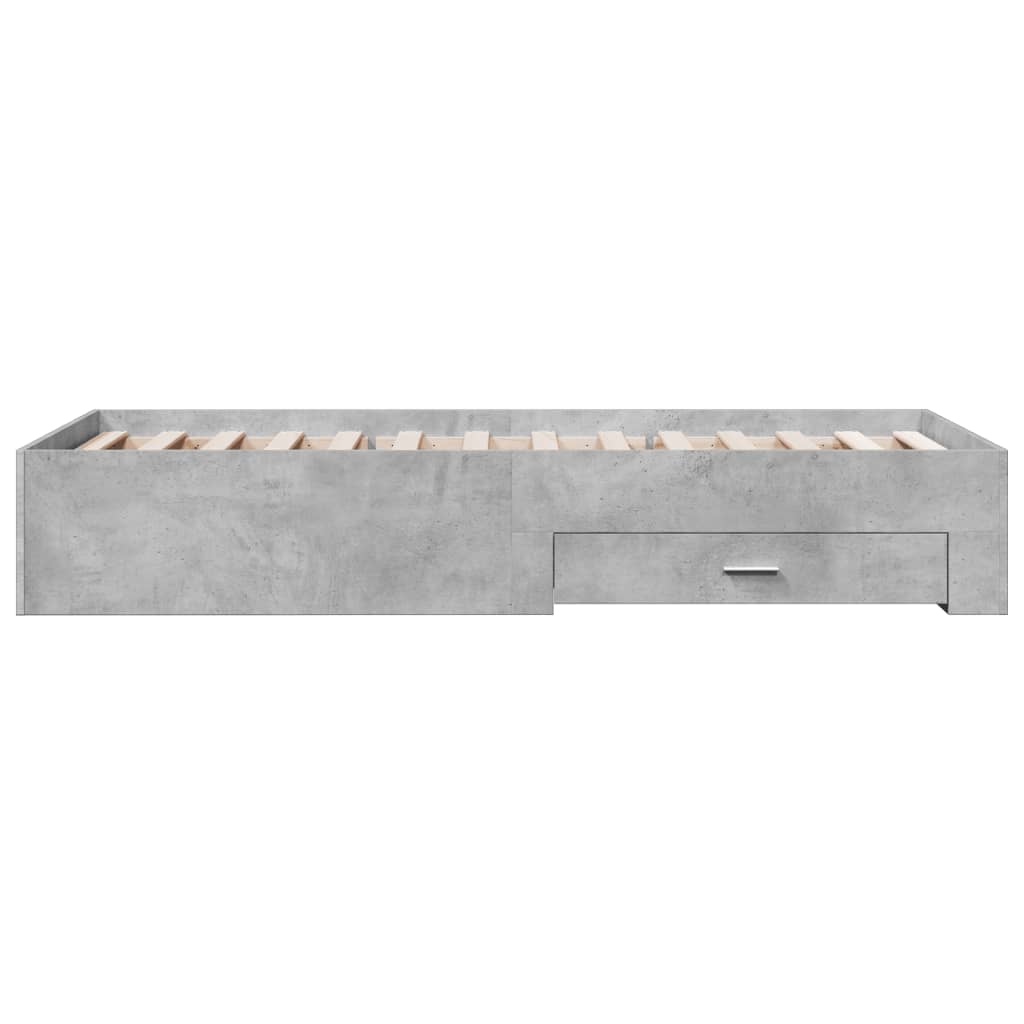 vidaXL Bed Frame with Drawers without Mattress Concrete Grey 100x200 cm