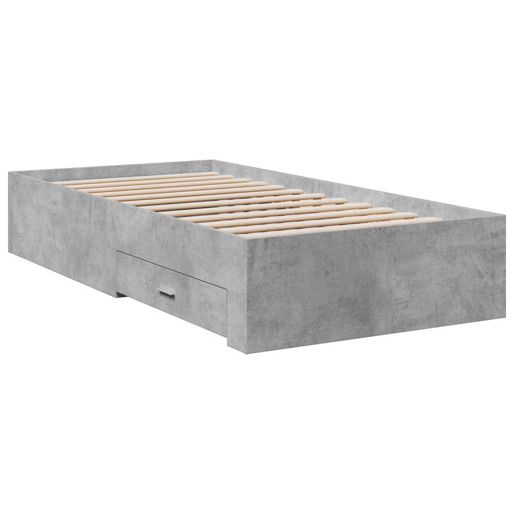 vidaXL Bed Frame with Drawers without Mattress Concrete Grey 100x200 cm