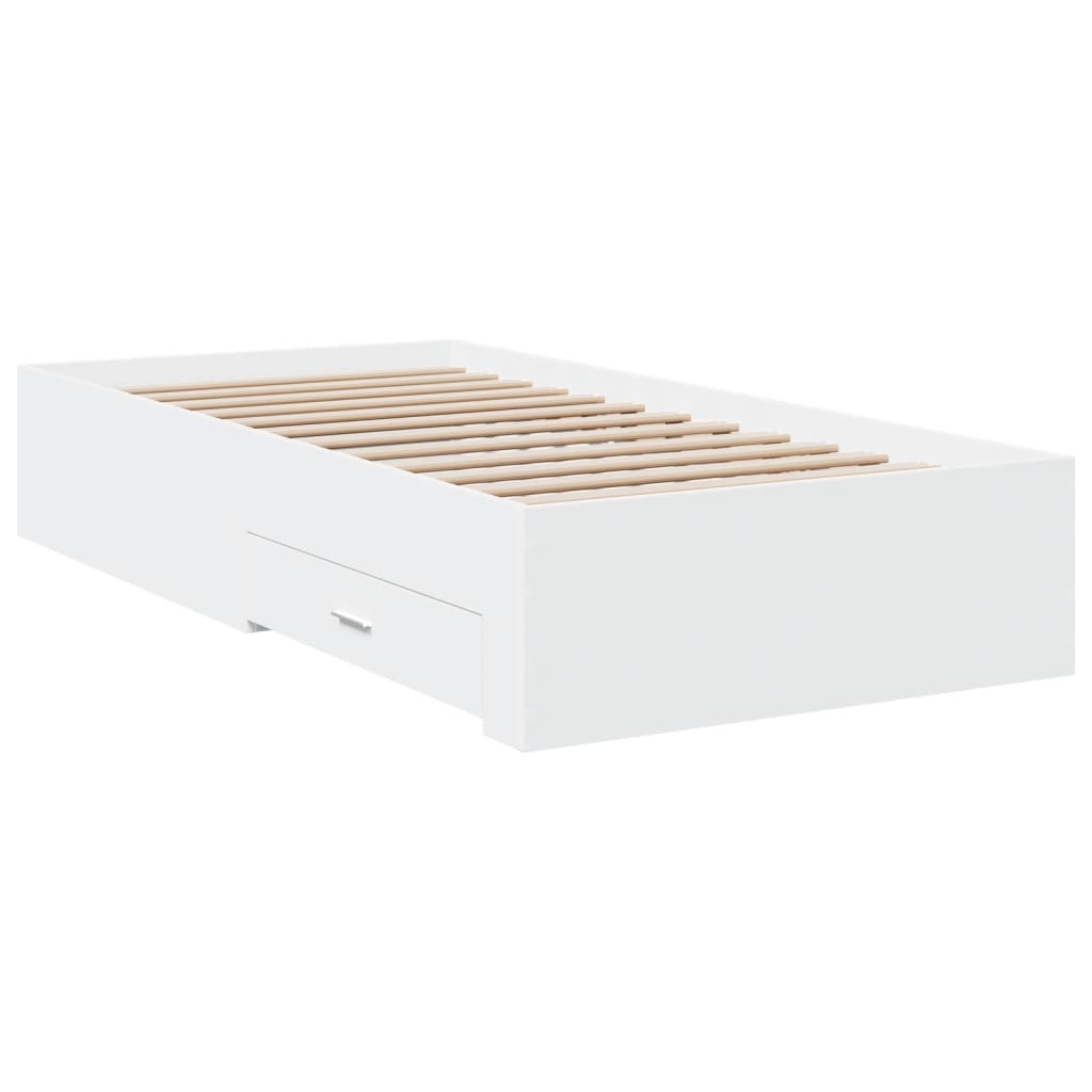 vidaXL Bed Frame with Drawers without Mattress White 90x190 cm Single