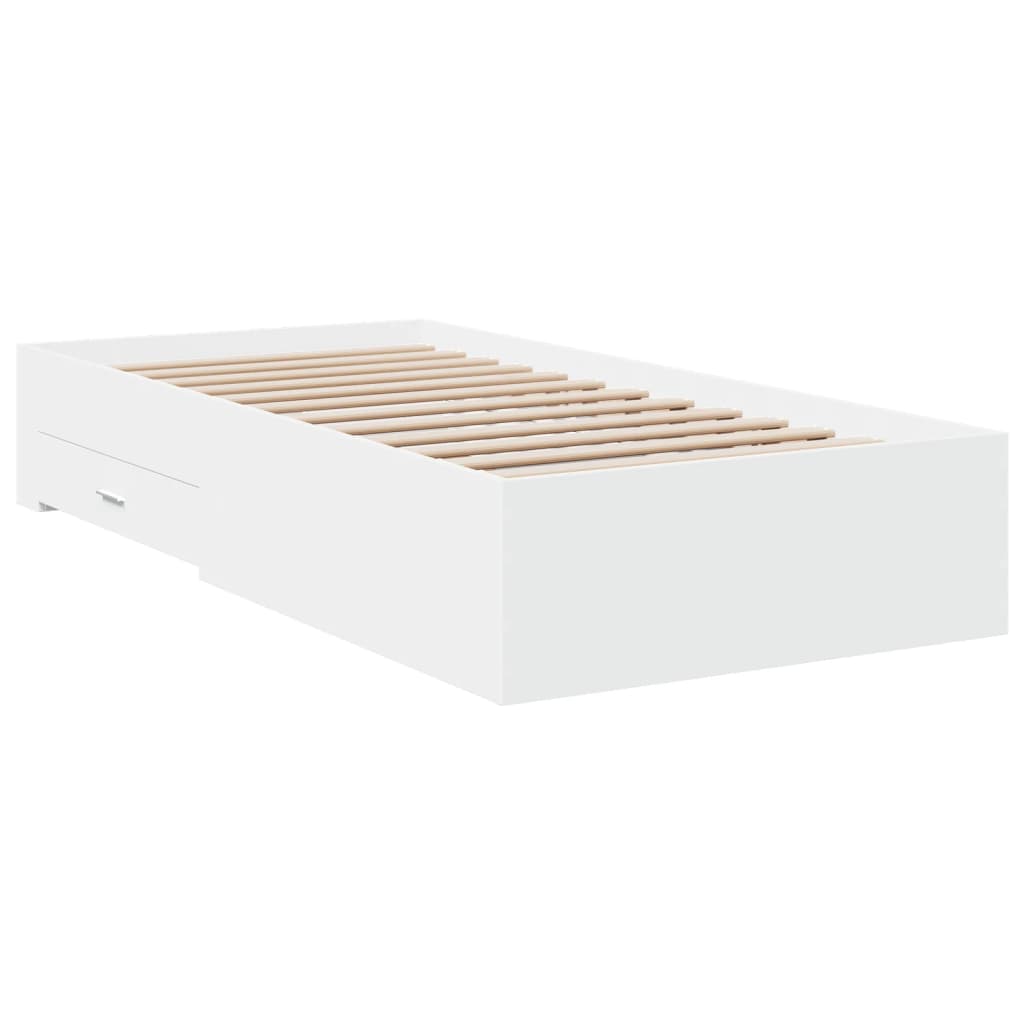 vidaXL Bed Frame with Drawers without Mattress White 75x190 cm Small Single