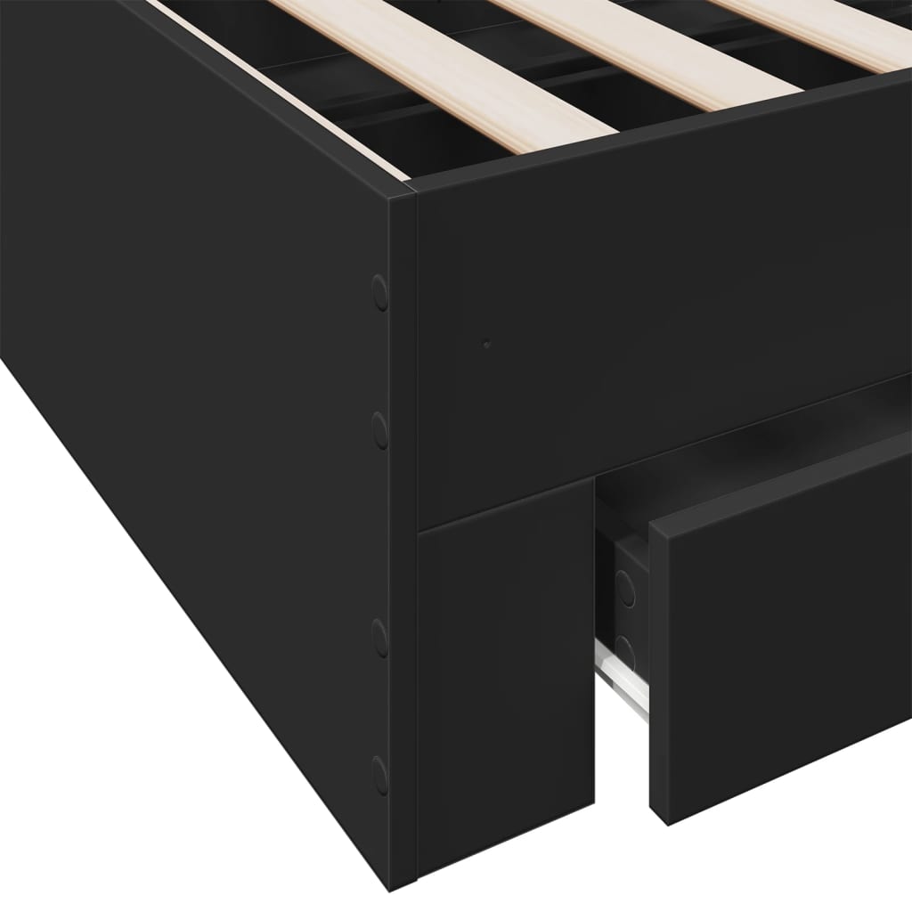 Bed Frame with Drawers without Mattress Black 75x190 cm Small Single