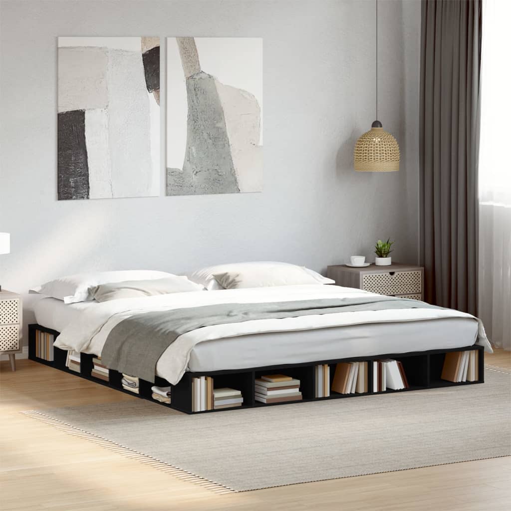 vidaXL Bed Frame without Mattress Black 200x200 cm