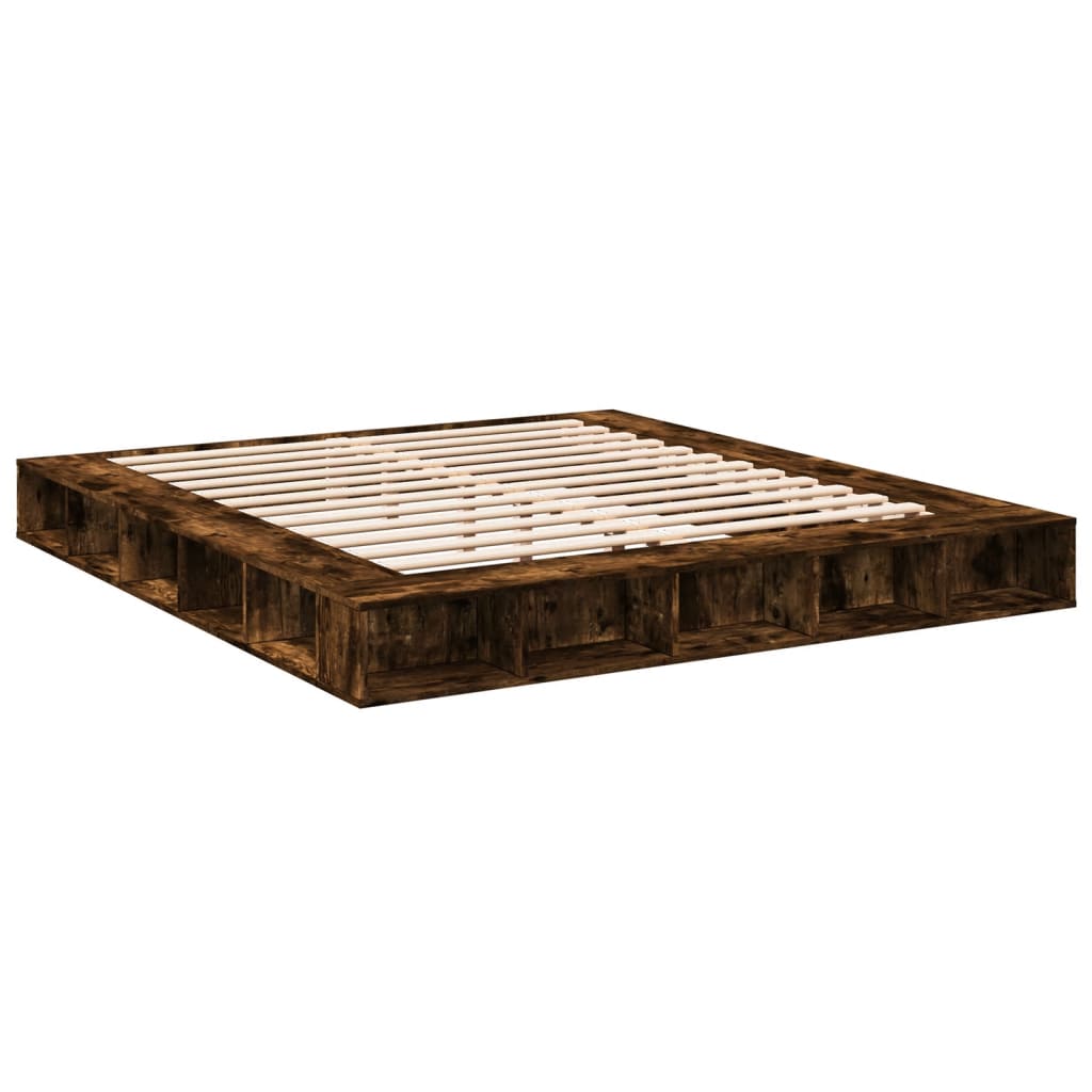 vidaXL Bed Frame without Mattress Smoked Oak 200x200 cm