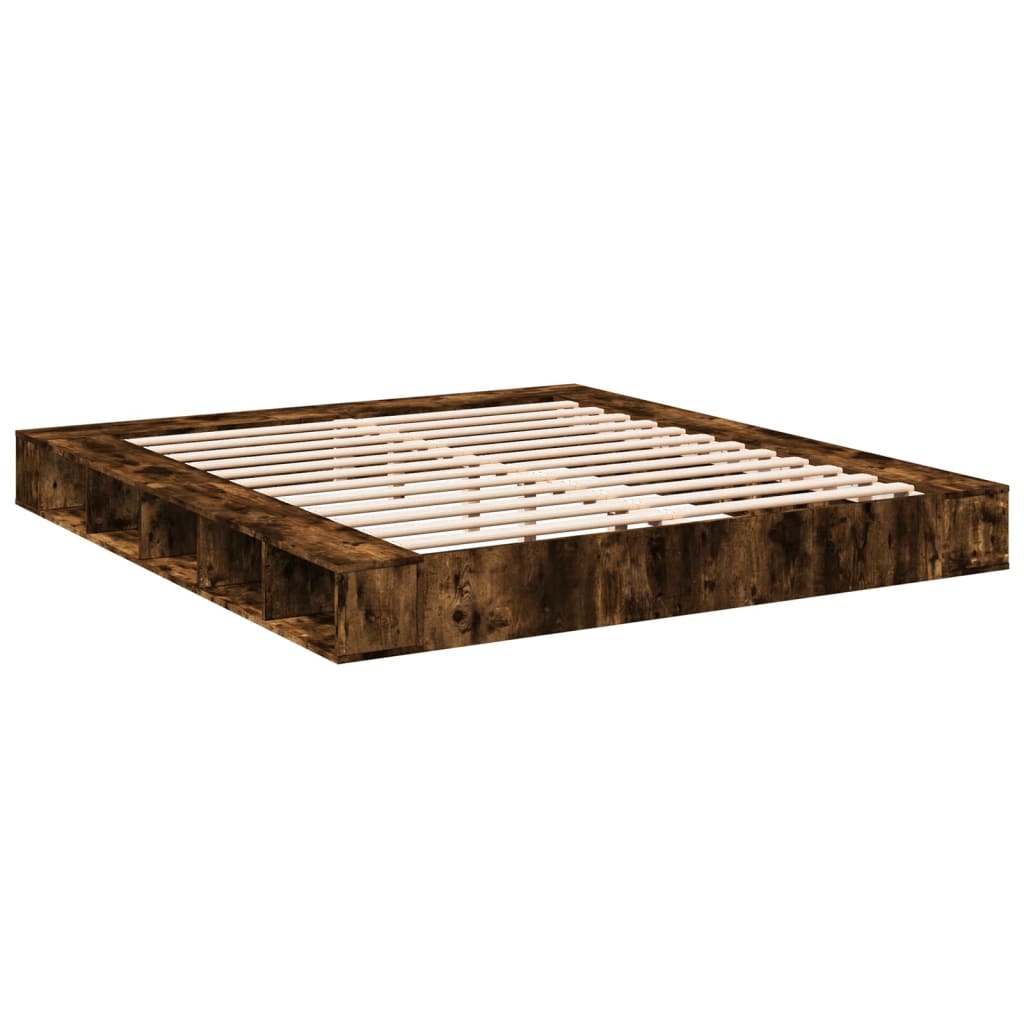 vidaXL Bed Frame without Mattress Smoked Oak 200x200 cm