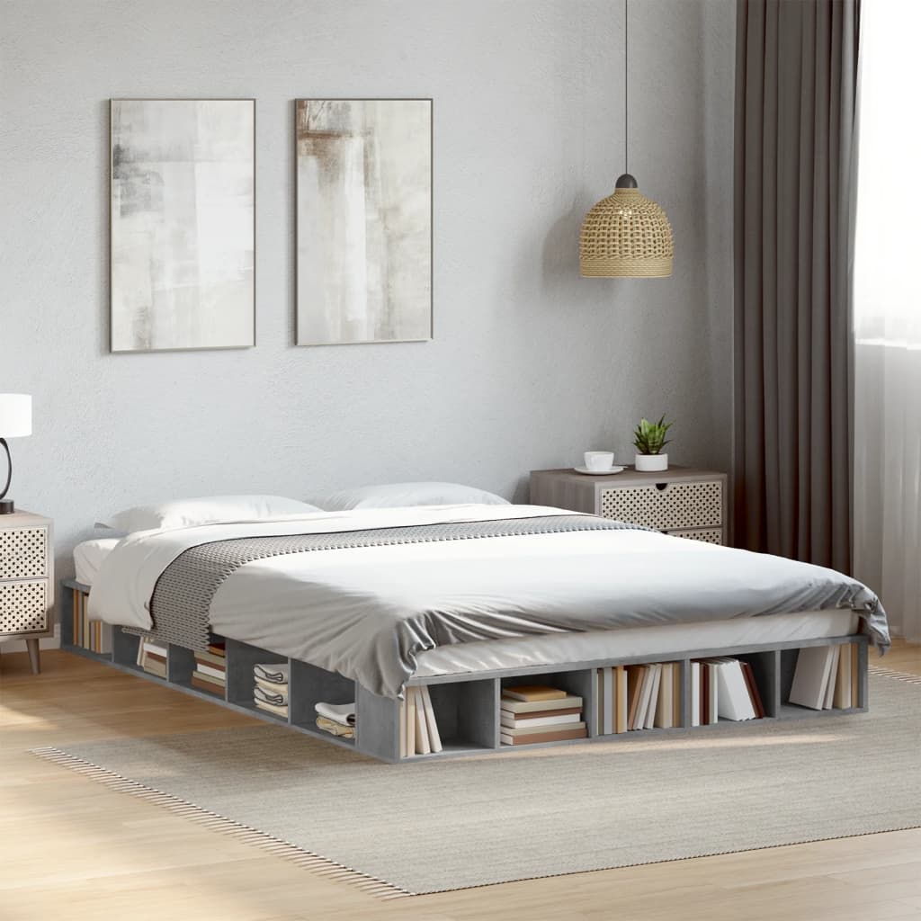 vidaXL Bed Frame without Mattress Concrete Grey 160x200 cm