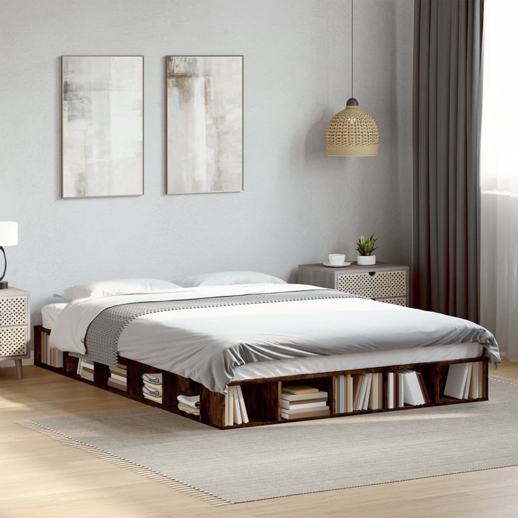 vidaXL Bed Frame without Mattress Smoked Oak 150x200 cm King Size