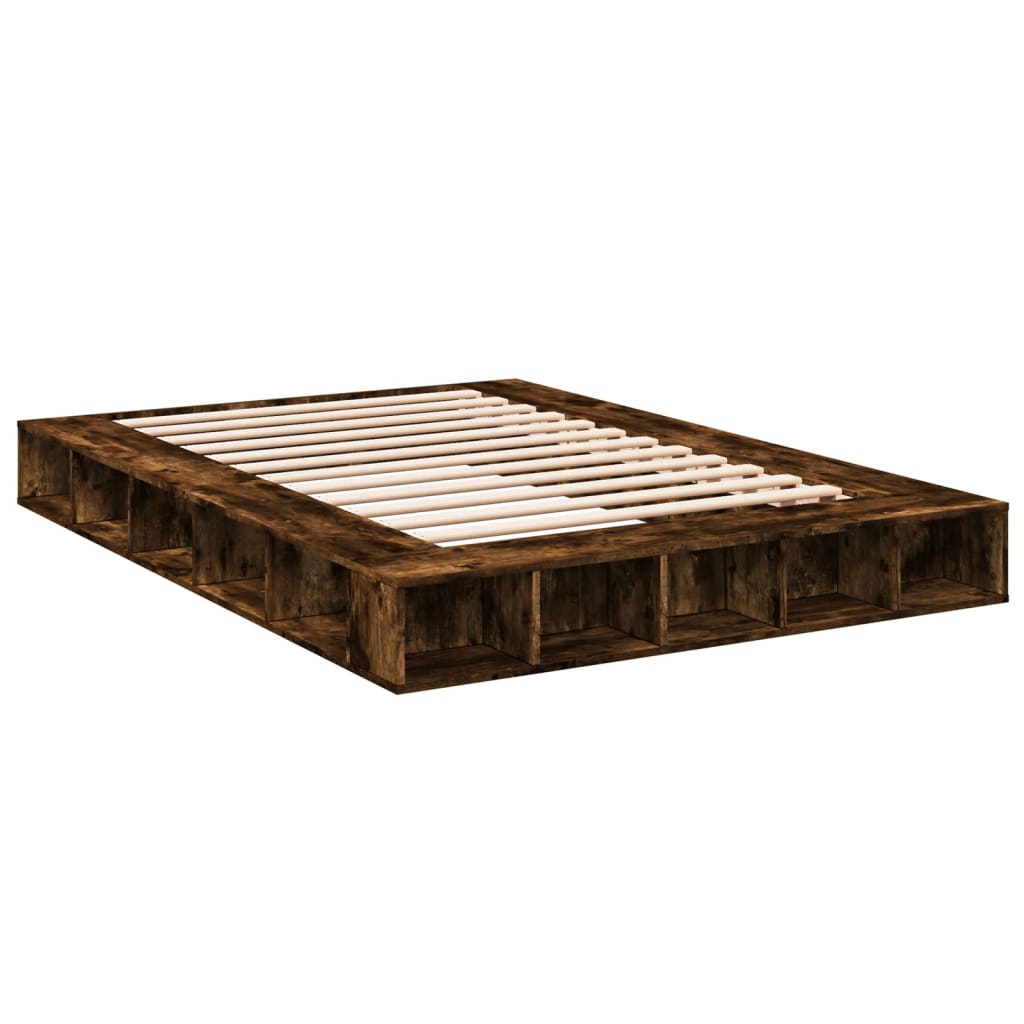 vidaXL Bed Frame without Mattress Smoked Oak 140x200 cm