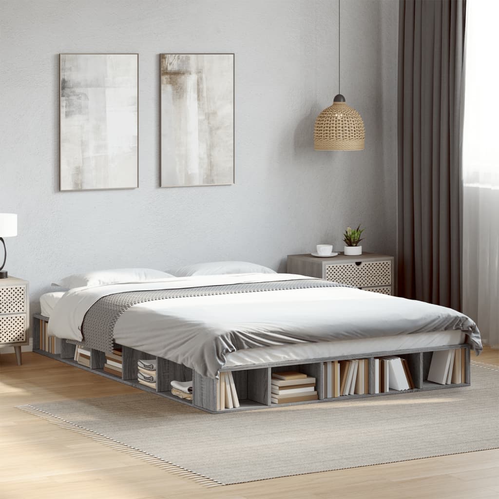 vidaXL Bed Frame without Mattress Grey Sonoma 140x200 cm