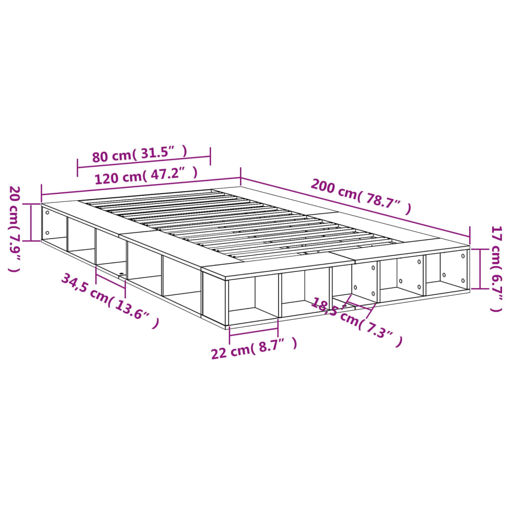 vidaXL Bed Frame without Mattress White 120x200 cm