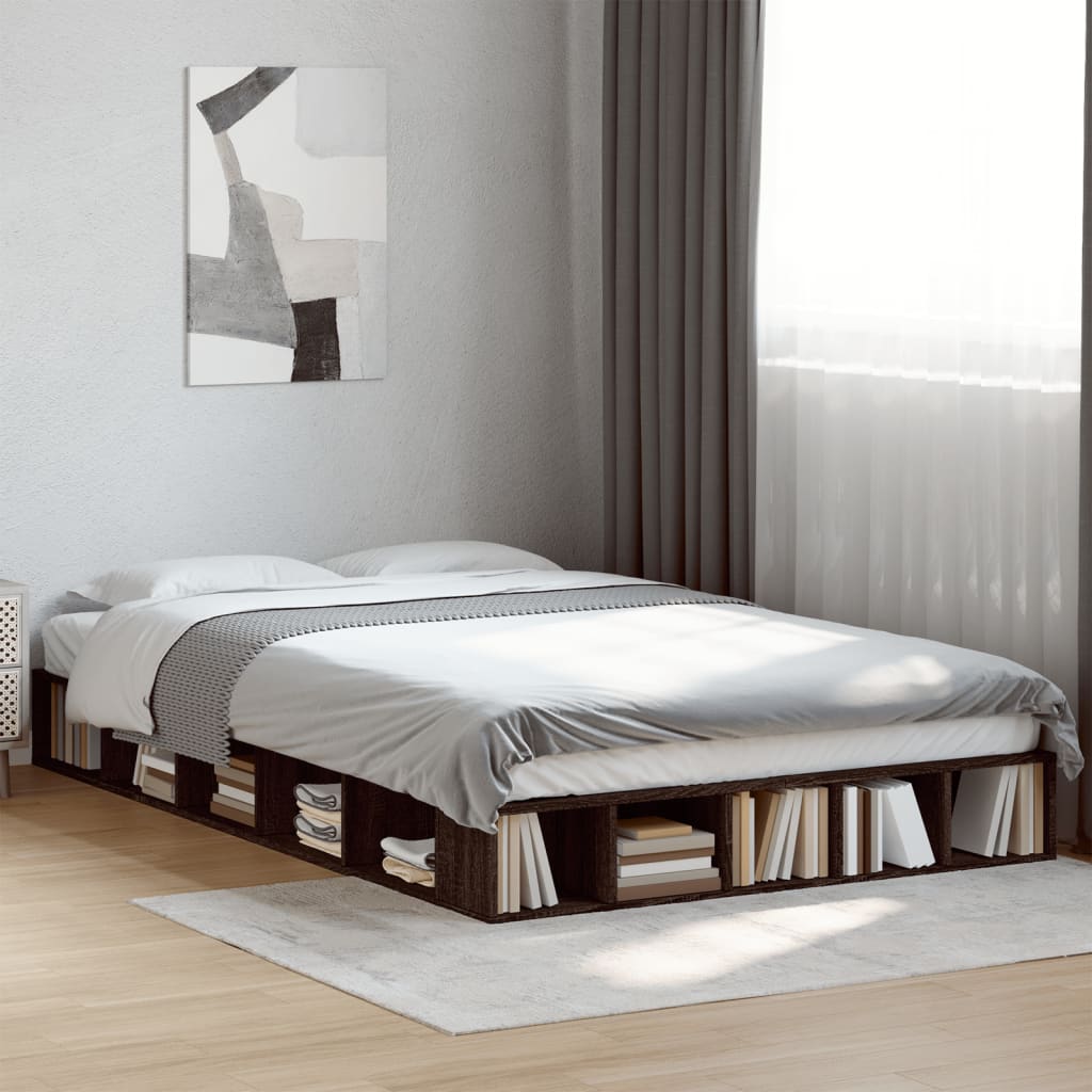 vidaXL Bed Frame without Mattress Brown Oak 120x200 cm