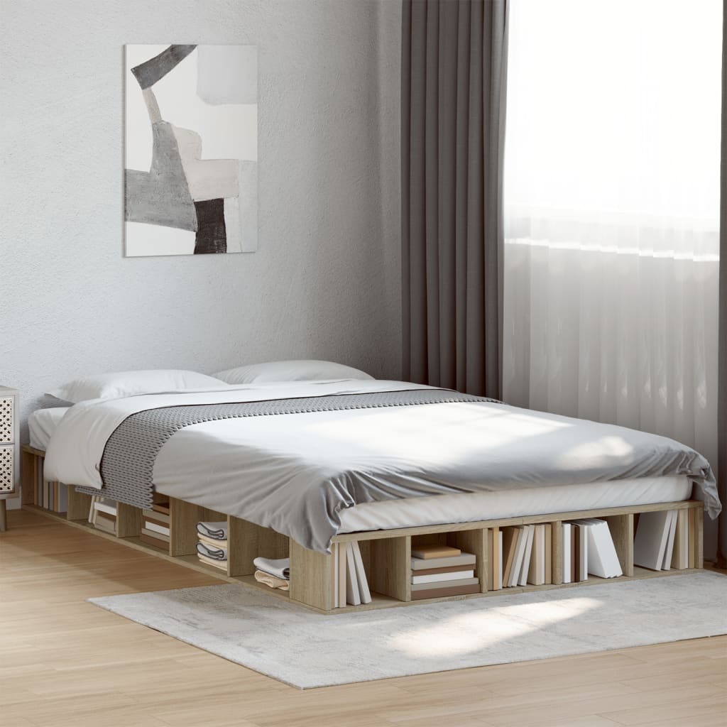 vidaXL Bed Frame without Mattress Sonoma Oak 140x190 cm