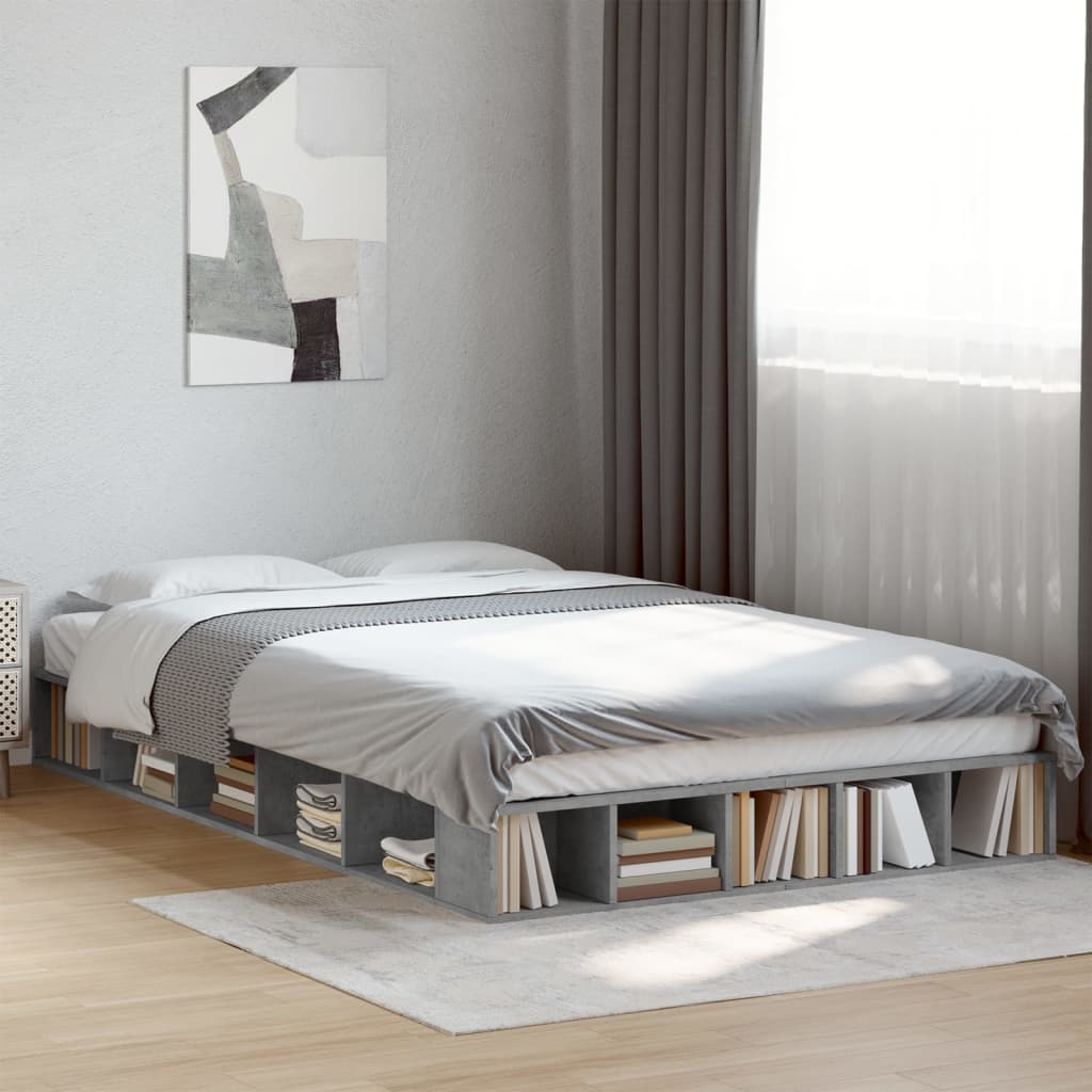 vidaXL Bed Frame without Mattress Concrete Grey 140x190 cm