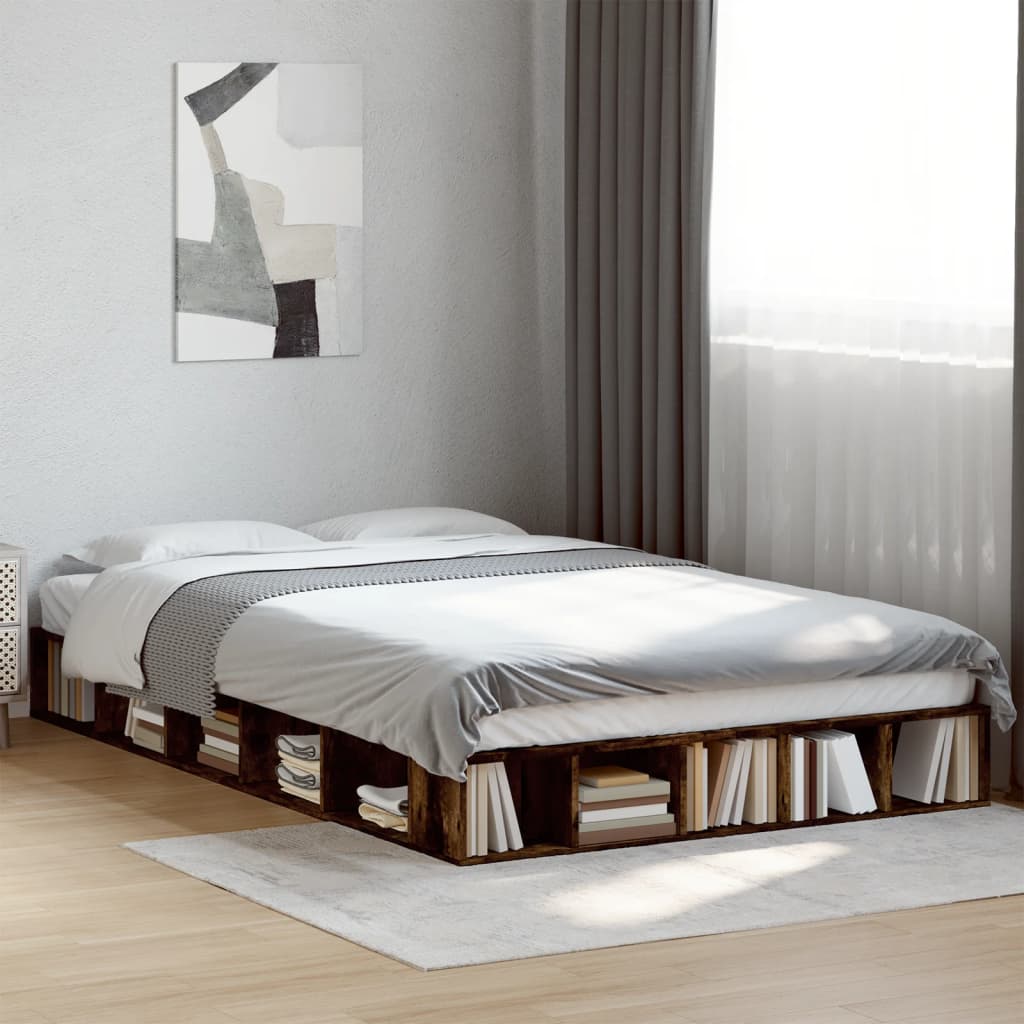 vidaXL Bed Frame without Mattress Smoked Oak 140x190 cm