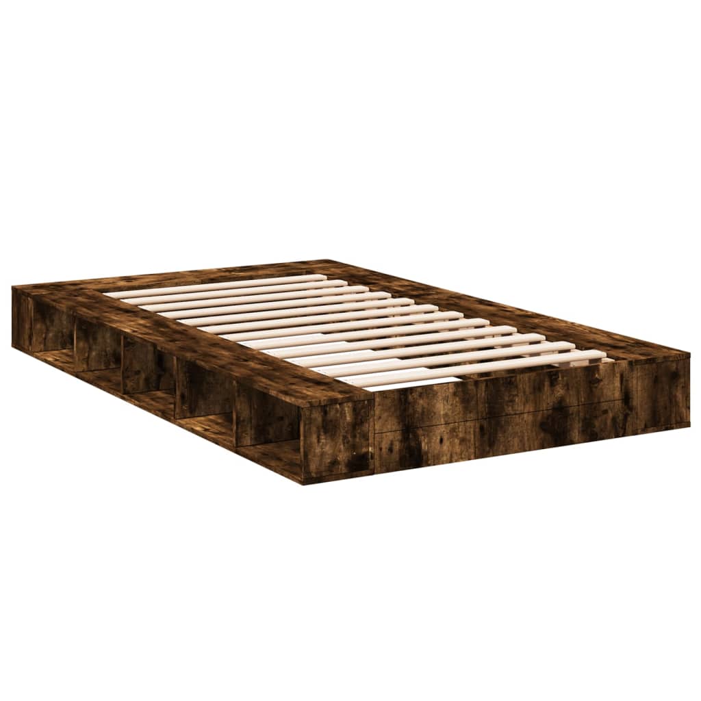 vidaXL Bed Frame without Mattress Smoked Oak 140x190 cm