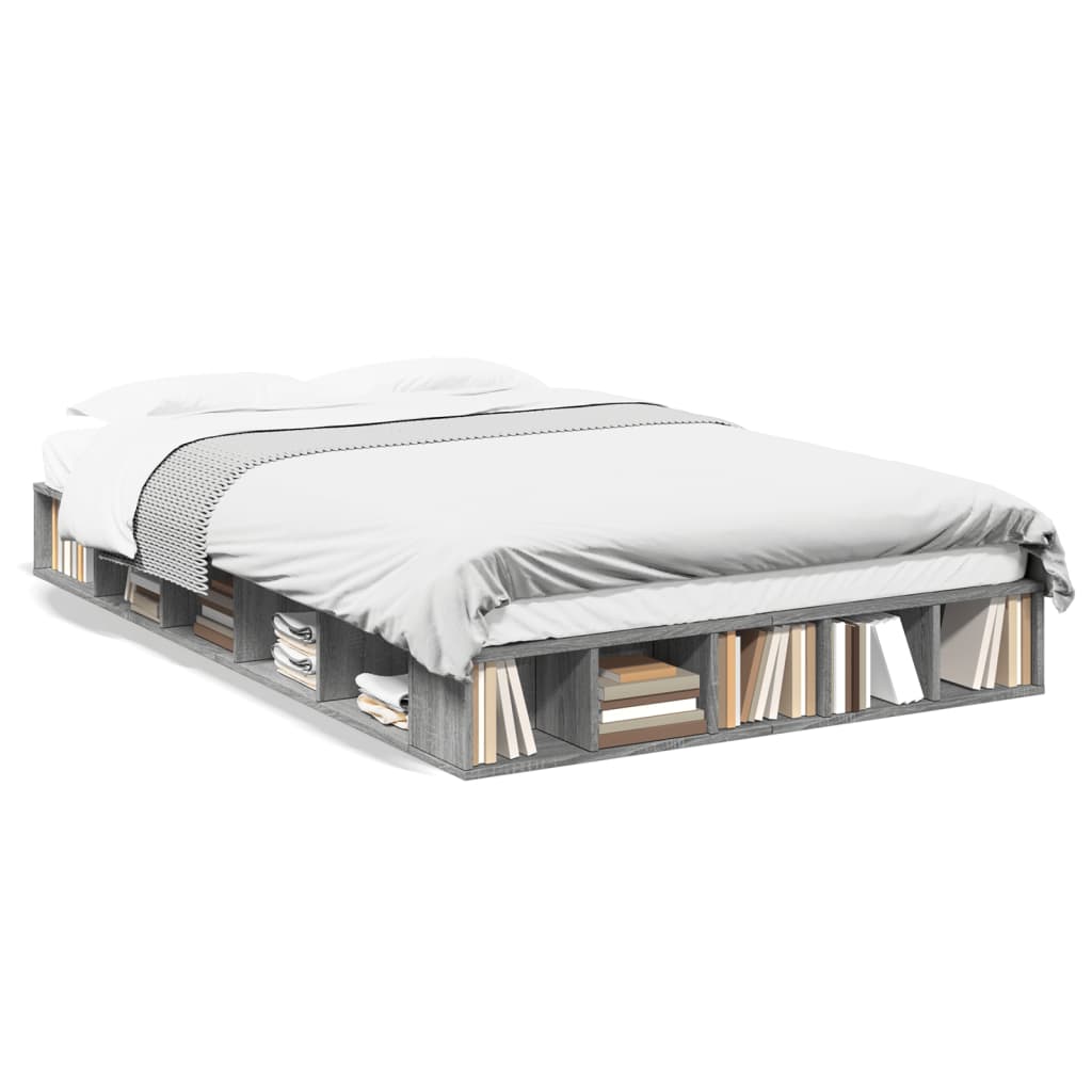 Bed Frame without Mattress Grey Sonoma 140x190 cm