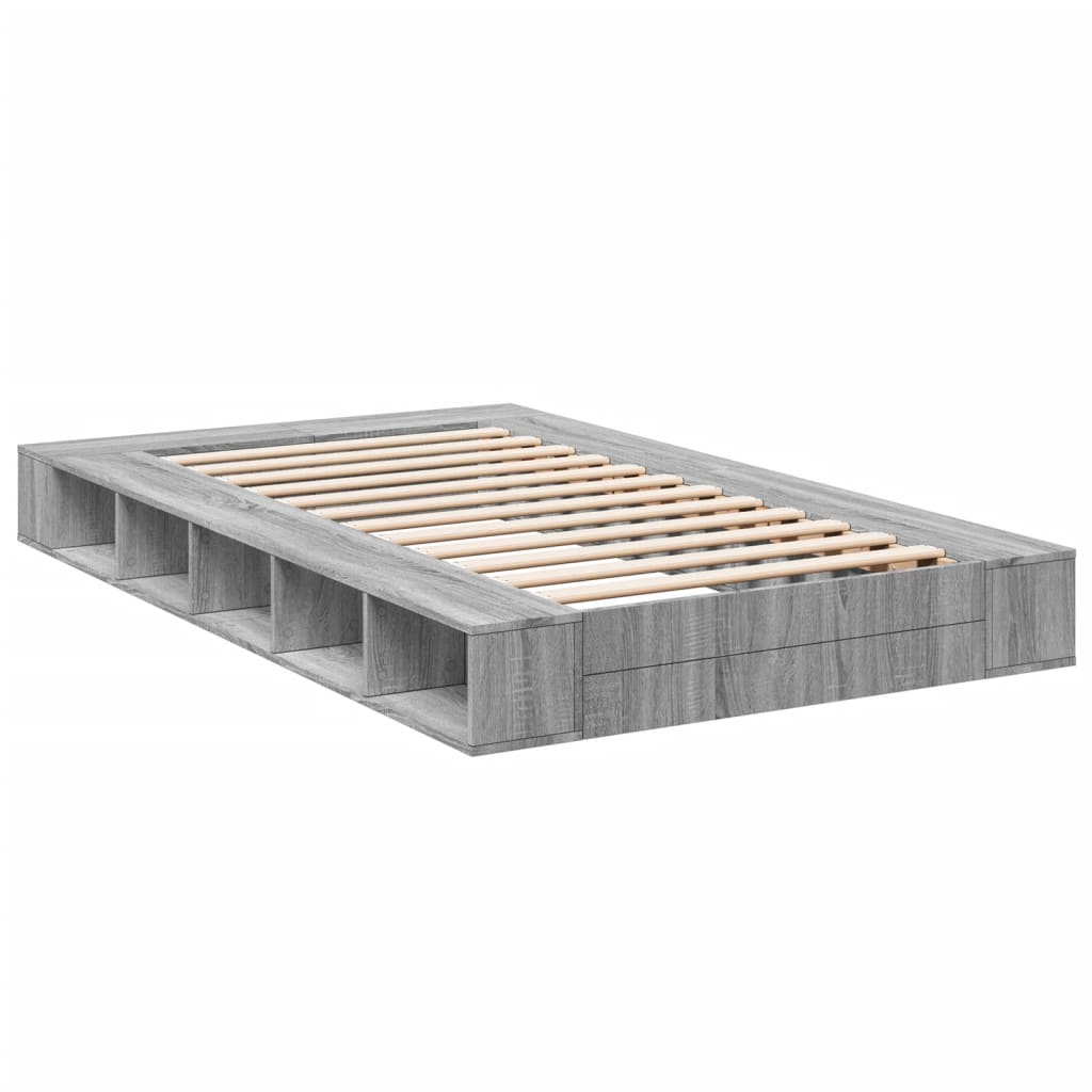 Bed Frame without Mattress Grey Sonoma 140x190 cm
