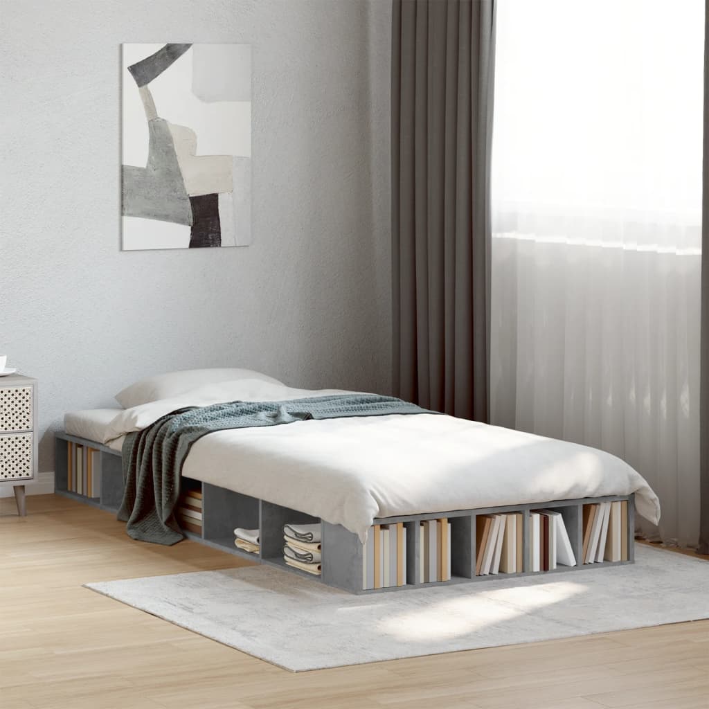 vidaXL Bed Frame without Mattress Concrete Grey 100x200 cm