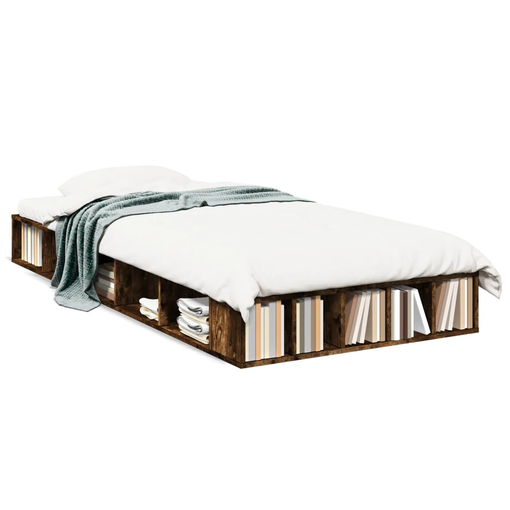 Bed Frame without Mattress Smoked Oak 100x200 cm