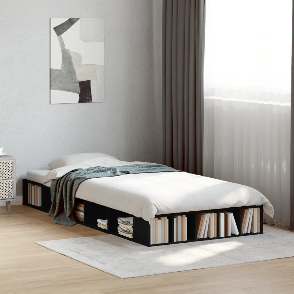 vidaXL Bed Frame without Mattress Black 90x190 cm Single