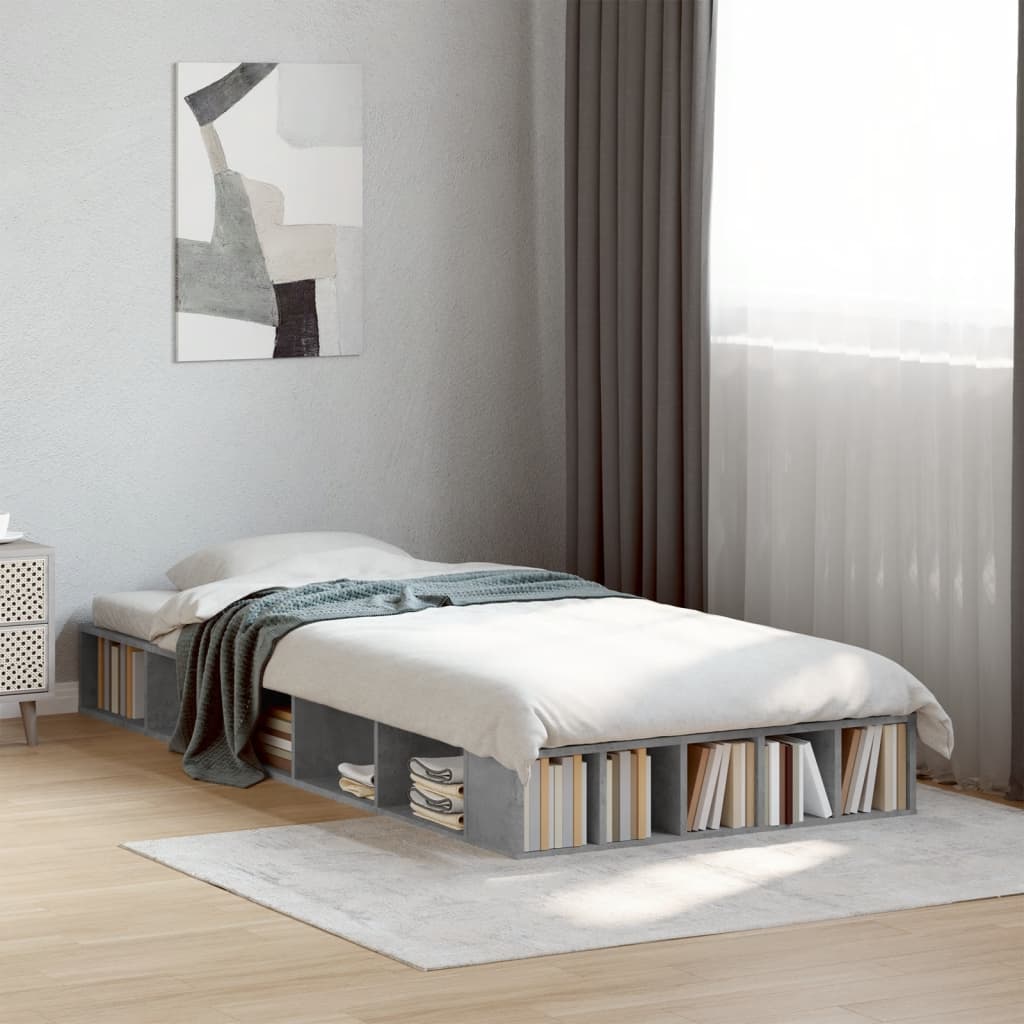 vidaXL Bed Frame without Mattress Concrete Grey 90x190 cm Single