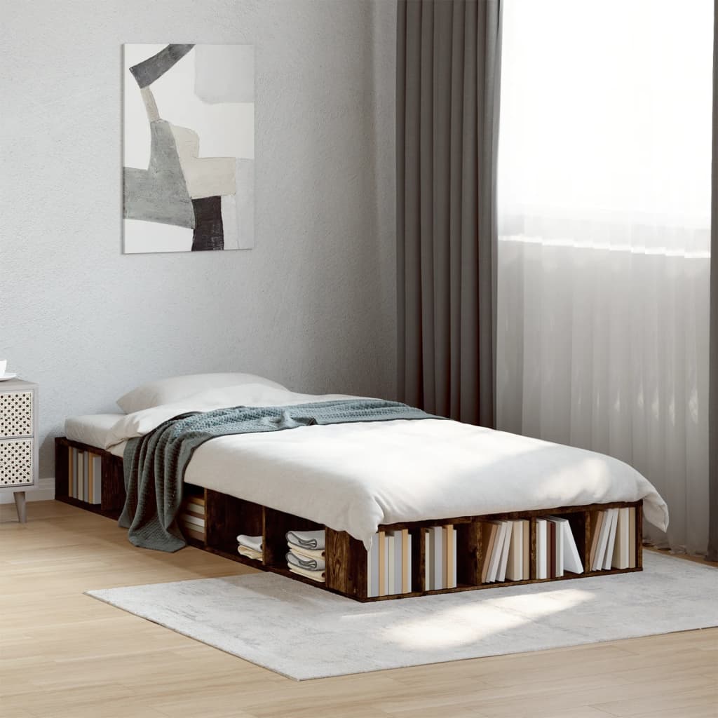 vidaXL Bed Frame without Mattress Smoked Oak 90x190 cm Single