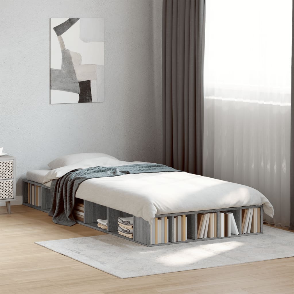 vidaXL Bed Frame without Mattress Grey Sonoma 90x190 cm Single