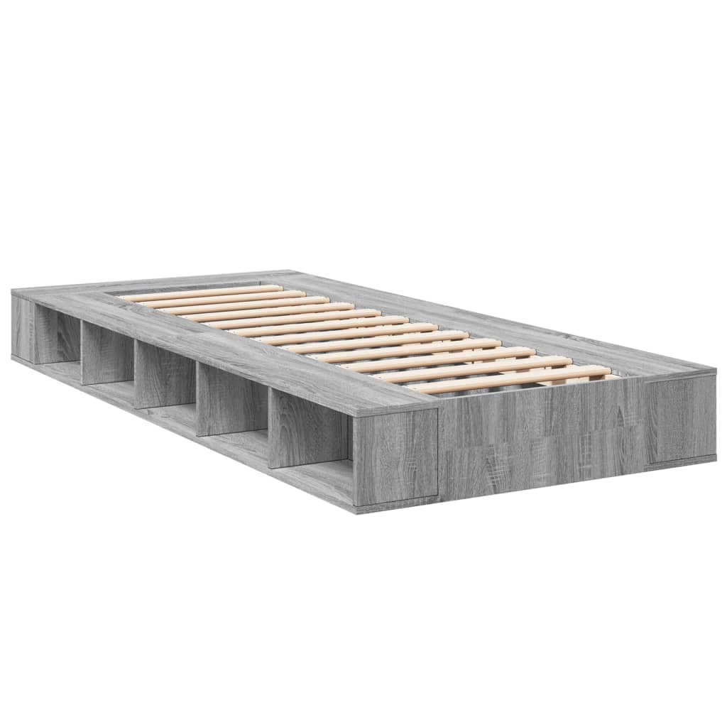 vidaXL Bed Frame without Mattress Grey Sonoma 90x190 cm Single