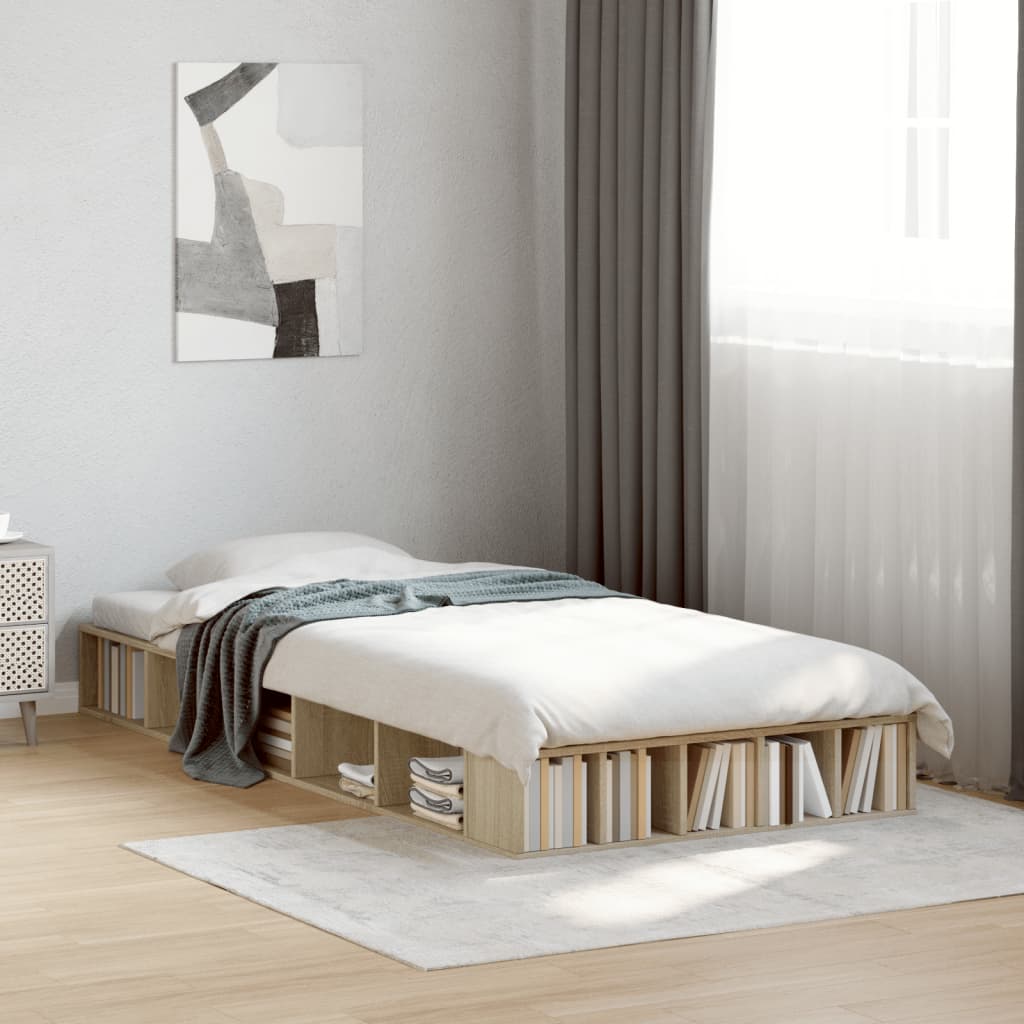 vidaXL Bed Frame without Mattress Sonoma Oak 75x190 cm Small Single